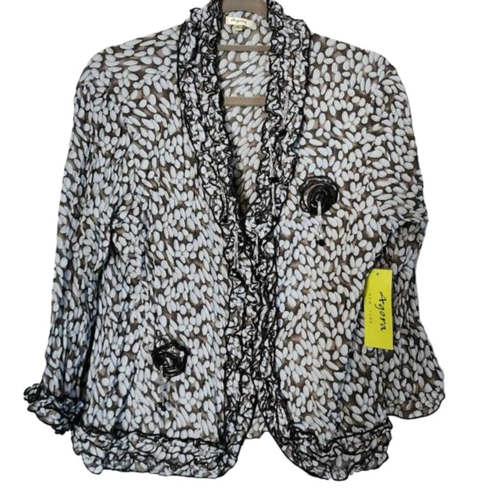 NWT Agora Blouse Black and Light Blue